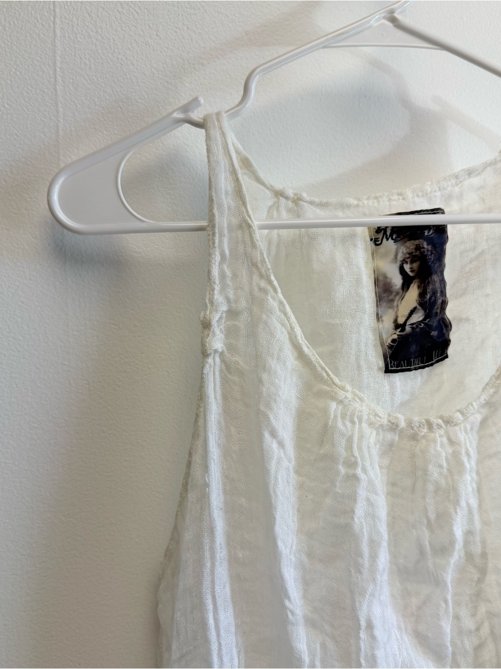Magnolia Pearl Vintage White Cotton Gauze Ribbon Cinch Tank Top One Size - Picture 7 of 11